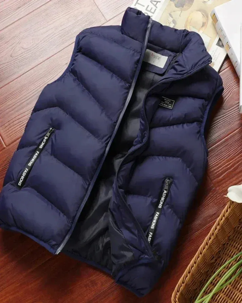 2024 New Puffer Sleeveless Coats Mens Solid Color Down Jacket Winter Warm Vest Jacket Men Waistcoat Outwear Windbreaker Clothing