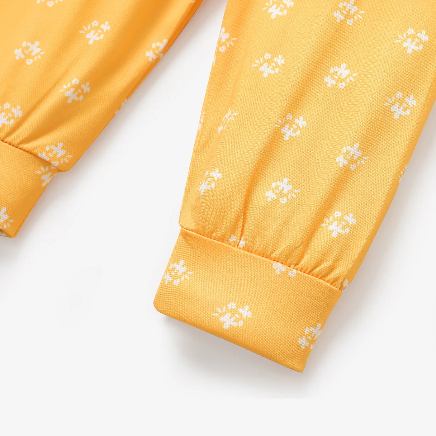 3pcs Floral Allover Long-sleeve Yellow Baby Set