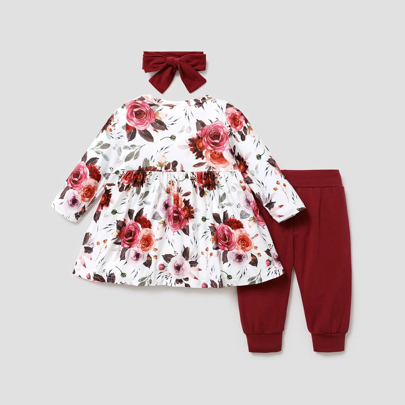 3pcs Floral Allover Long-sleeve Yellow Baby Set