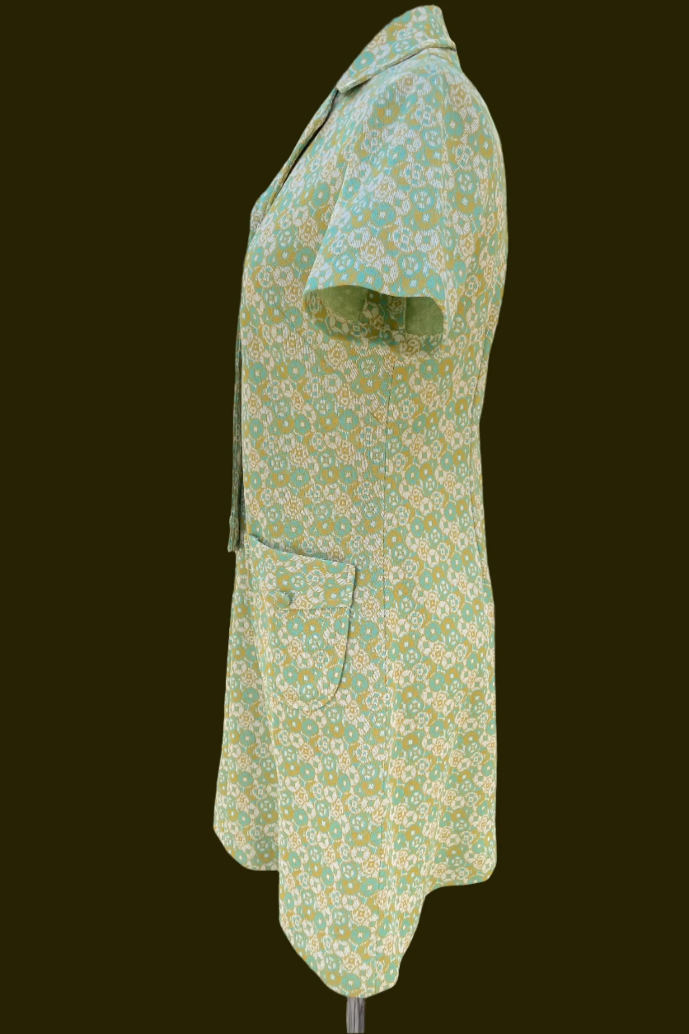 60s Mod Knit Dress, 70s A Line Print Mini Dress S