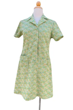60s Mod Knit Dress, 70s A Line Print Mini Dress S