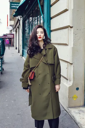 8GIRLS DESIGN BELTED TRENCH COAT IN OLIVE