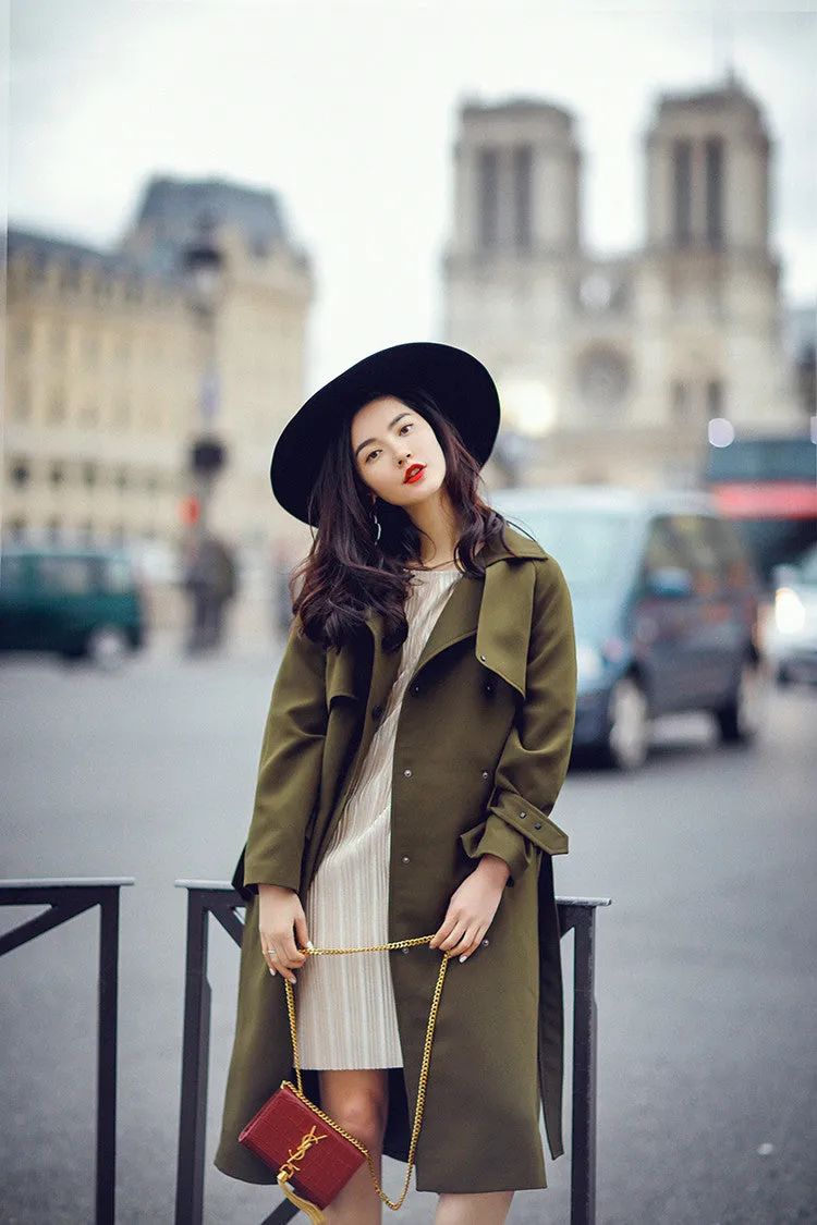8GIRLS DESIGN BELTED TRENCH COAT IN OLIVE