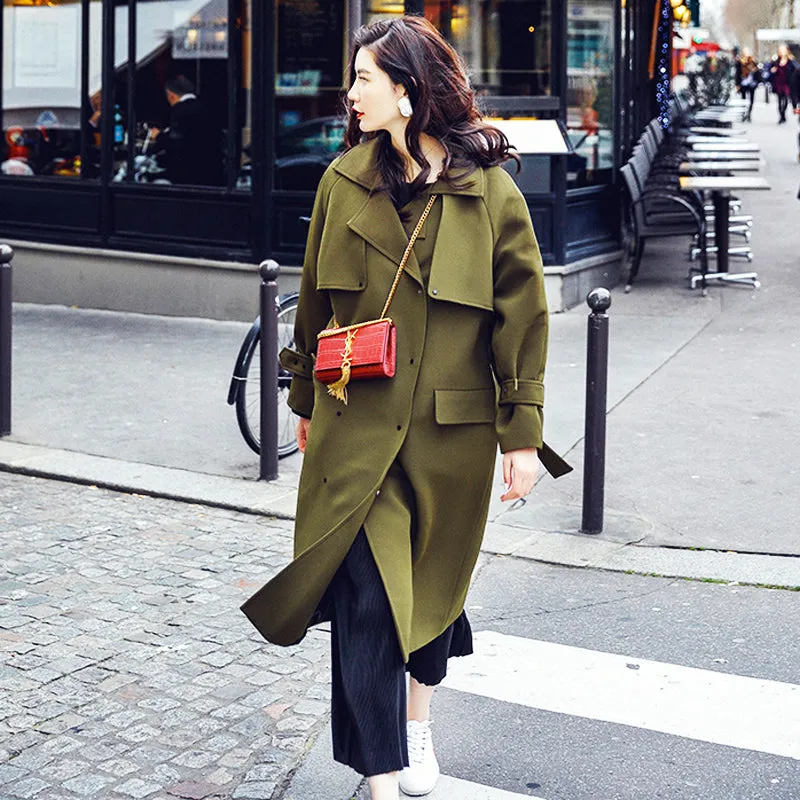 8GIRLS DESIGN BELTED TRENCH COAT IN OLIVE