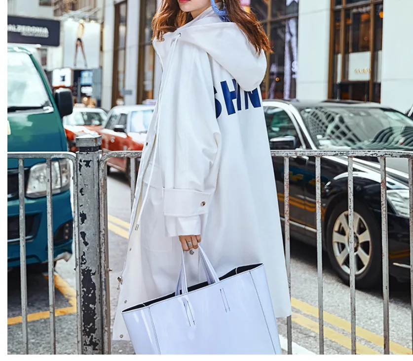 8GIRLS TALL OVERSIZED TRENCH COAT WITH BACK PRINT