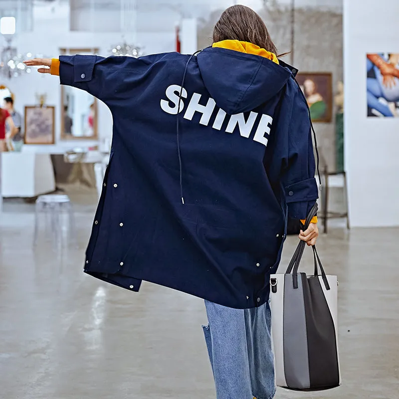 8GIRLS TALL OVERSIZED TRENCH COAT WITH BACK PRINT