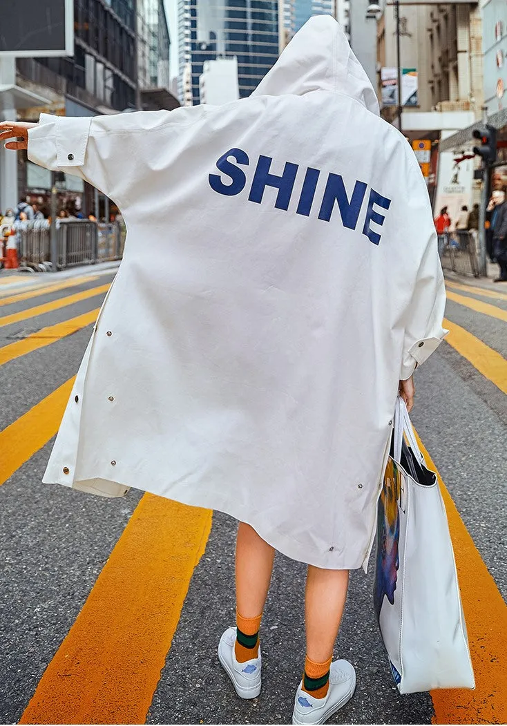 8GIRLS TALL OVERSIZED TRENCH COAT WITH BACK PRINT