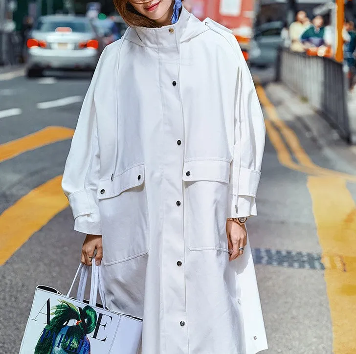8GIRLS TALL OVERSIZED TRENCH COAT WITH BACK PRINT