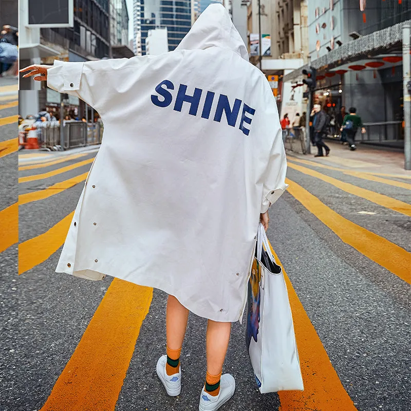 8GIRLS TALL OVERSIZED TRENCH COAT WITH BACK PRINT