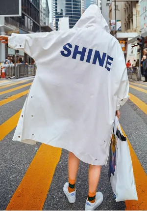 8GIRLS TALL OVERSIZED TRENCH COAT WITH BACK PRINT