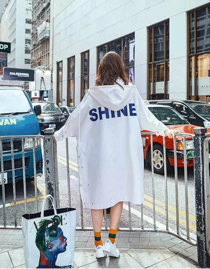 8GIRLS TALL OVERSIZED TRENCH COAT WITH BACK PRINT