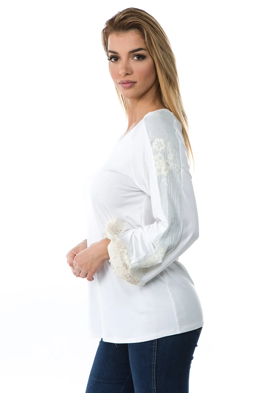 ADIRA LONG SLEEVE TOP (IVORY)- VT2694