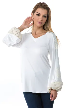 ADIRA LONG SLEEVE TOP (IVORY)- VT2694