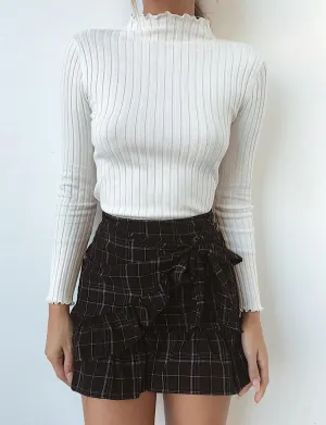 Alba Long Sleeve Top - White Rib