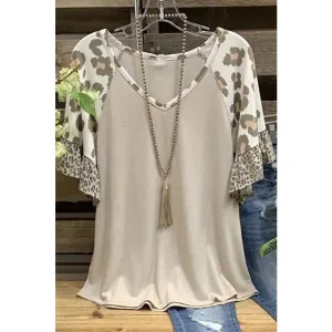 Animal Print Color Block Top