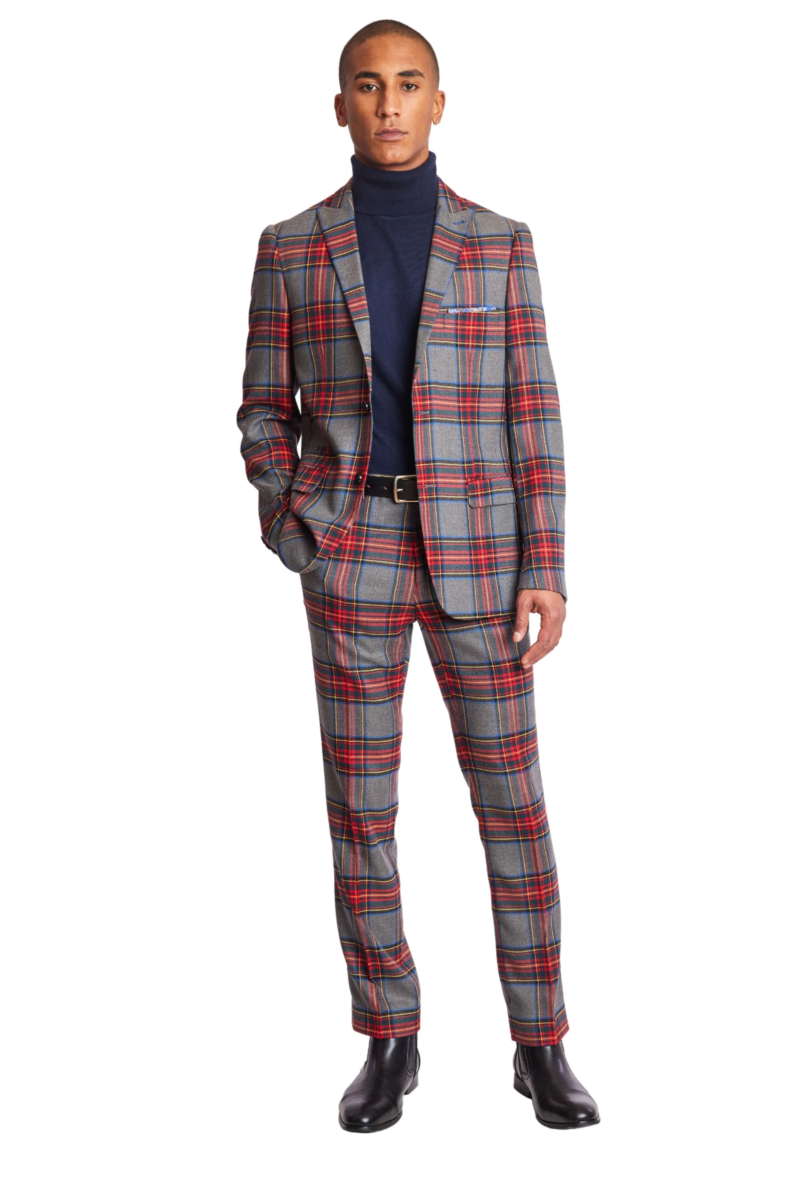 Ashton Peak Jacket - slim - Charcoal Red Royal Tartan