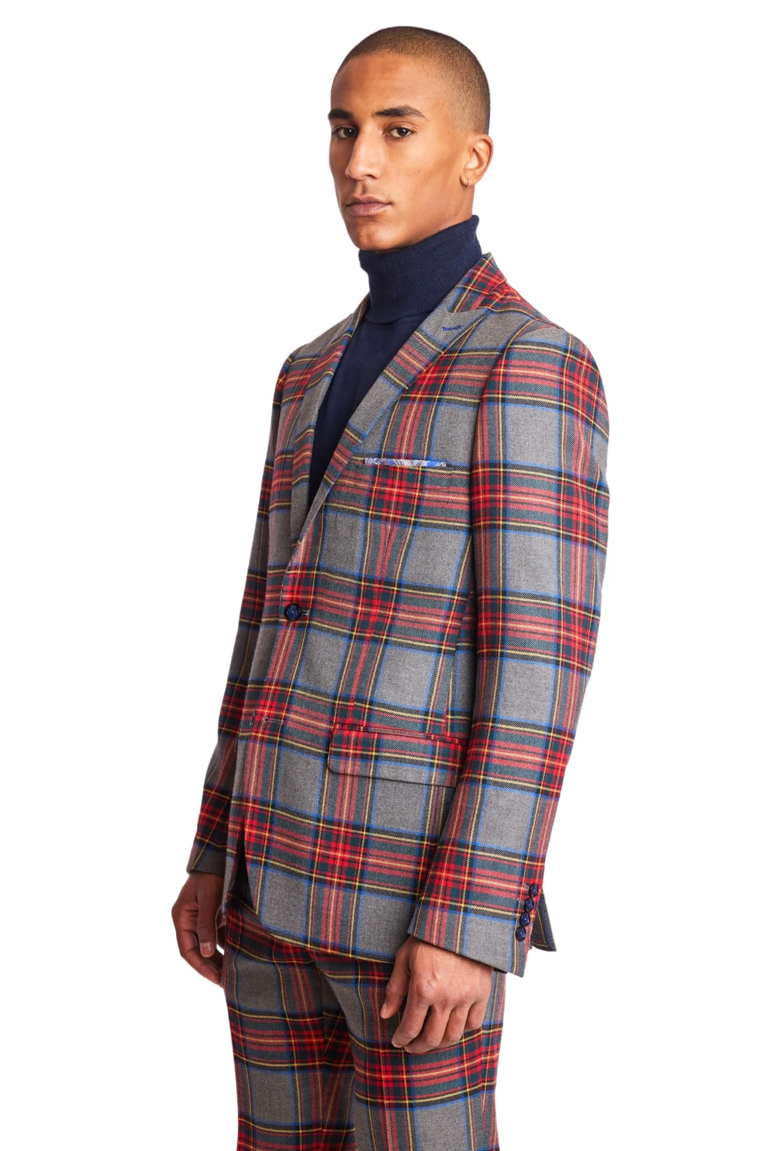 Ashton Peak Jacket - slim - Charcoal Red Royal Tartan