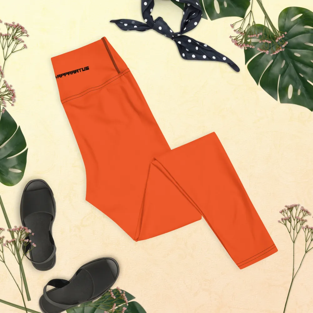 Athletic Apparatus Outrageous Orange Black logo Yoga Leggings