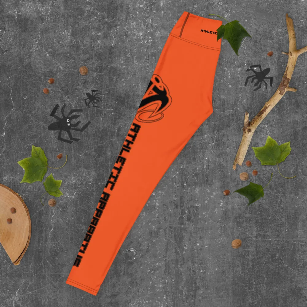 Athletic Apparatus Outrageous Orange Black logo Yoga Leggings
