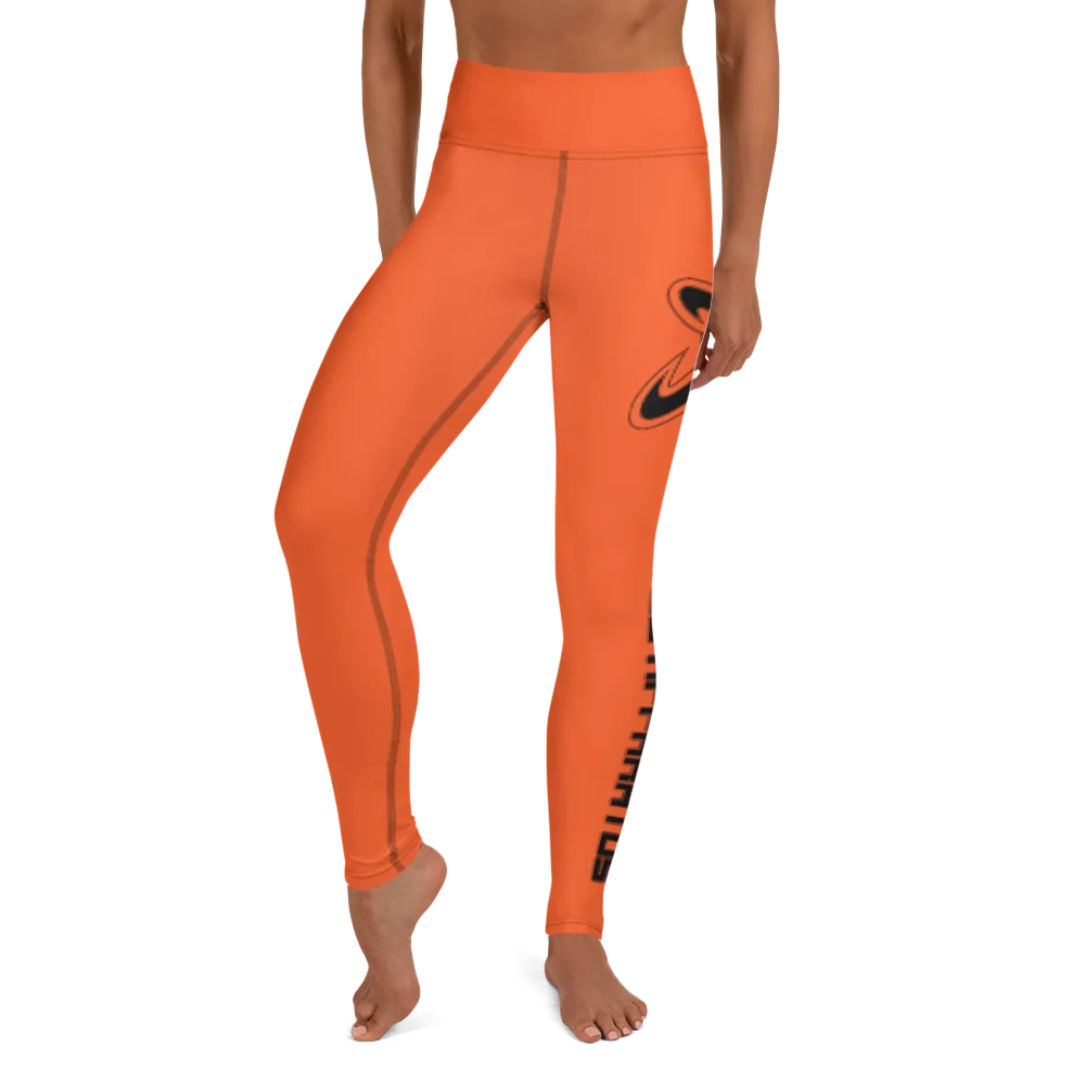 Athletic Apparatus Outrageous Orange Black logo Yoga Leggings