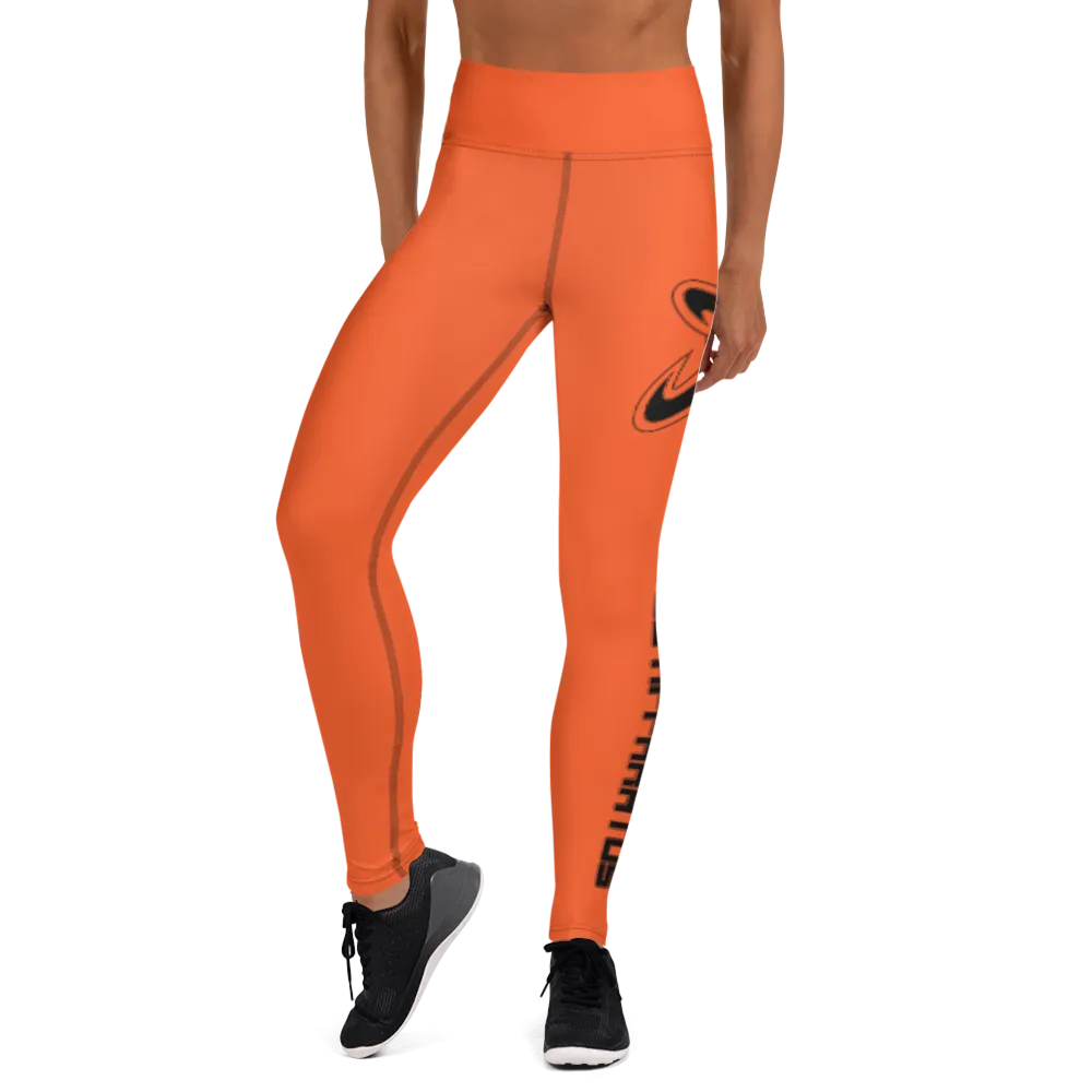 Athletic Apparatus Outrageous Orange Black logo Yoga Leggings