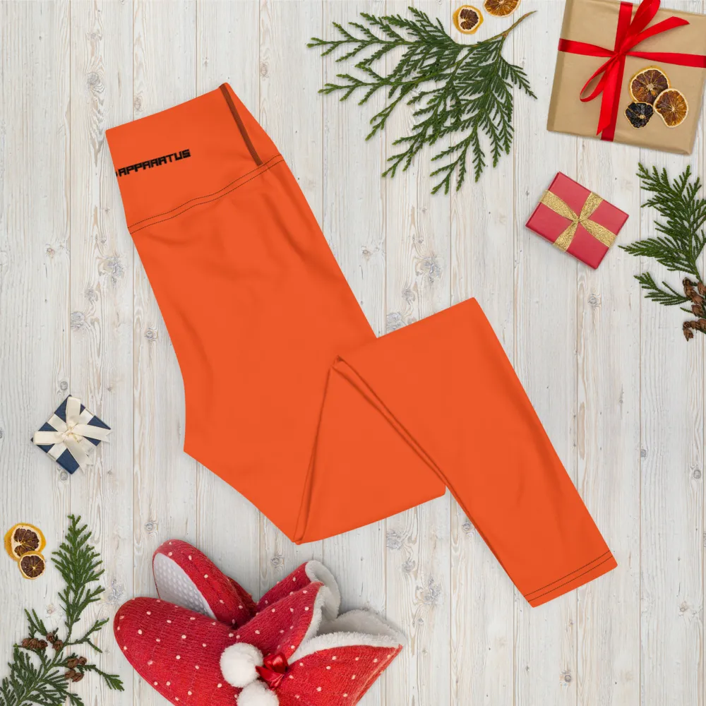 Athletic Apparatus Outrageous Orange Black logo Yoga Leggings