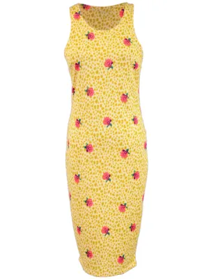 Audrey 3 1 Vintage Inspired Red Rose Animal Print Knit 3/4 Length Tank Dress