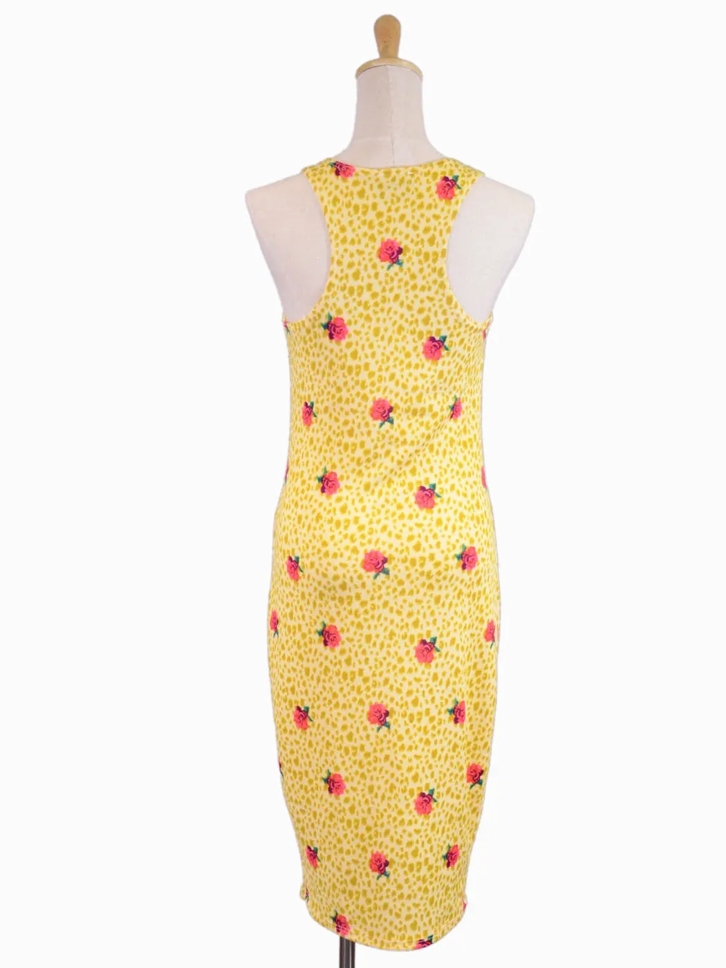 Audrey 3 1 Vintage Inspired Red Rose Animal Print Knit 3/4 Length Tank Dress