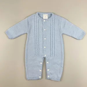 Baby Boys Cable Knitted Onesie - Blue