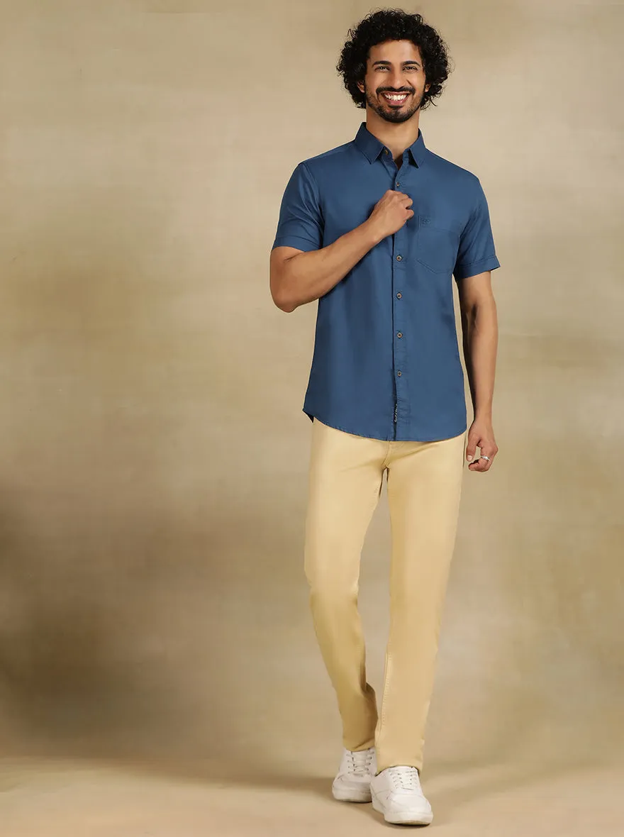 Beige Dobby Slim Fit Jeans | JadeBlue