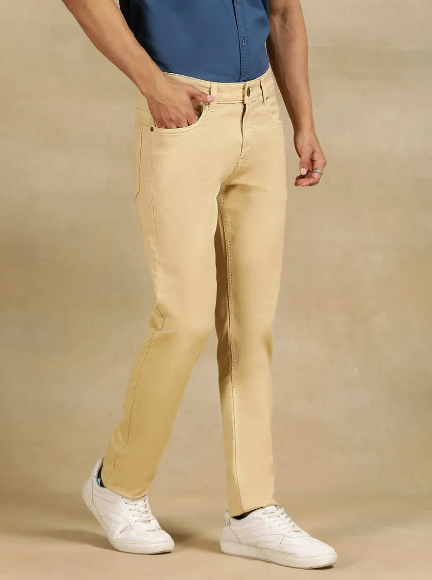 Beige Dobby Slim Fit Jeans | JadeBlue