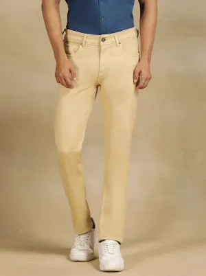 Beige Dobby Slim Fit Jeans | JadeBlue