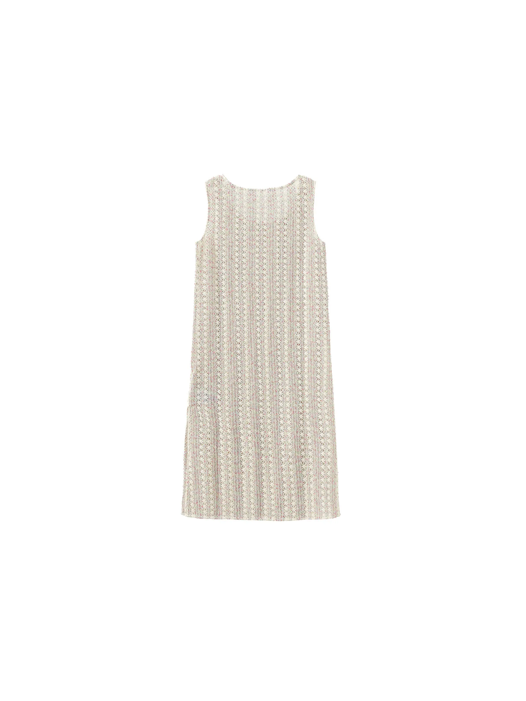 Beige Knitted Mesh Sleeveless Dress