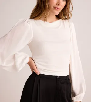 BELLA DAHL RUCHED WAIST FLOWY SLEEVE TOP
