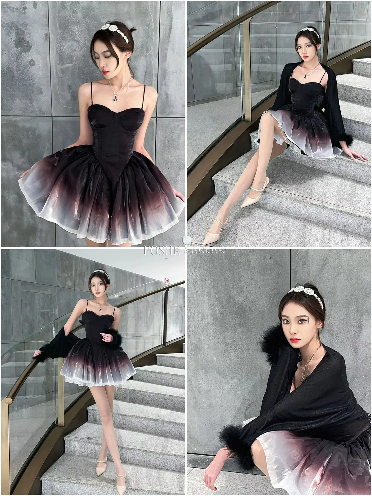 (BFM)POSHEPOSE~Black Swan~High-End Elegant Lolita Princess Dress