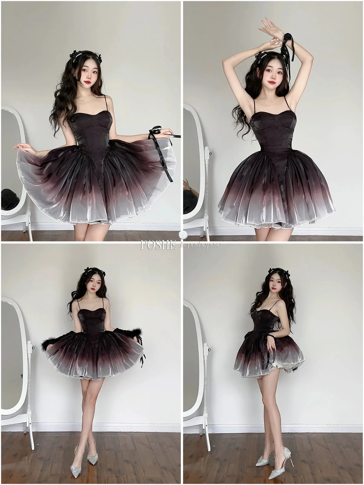 (BFM)POSHEPOSE~Black Swan~High-End Elegant Lolita Princess Dress