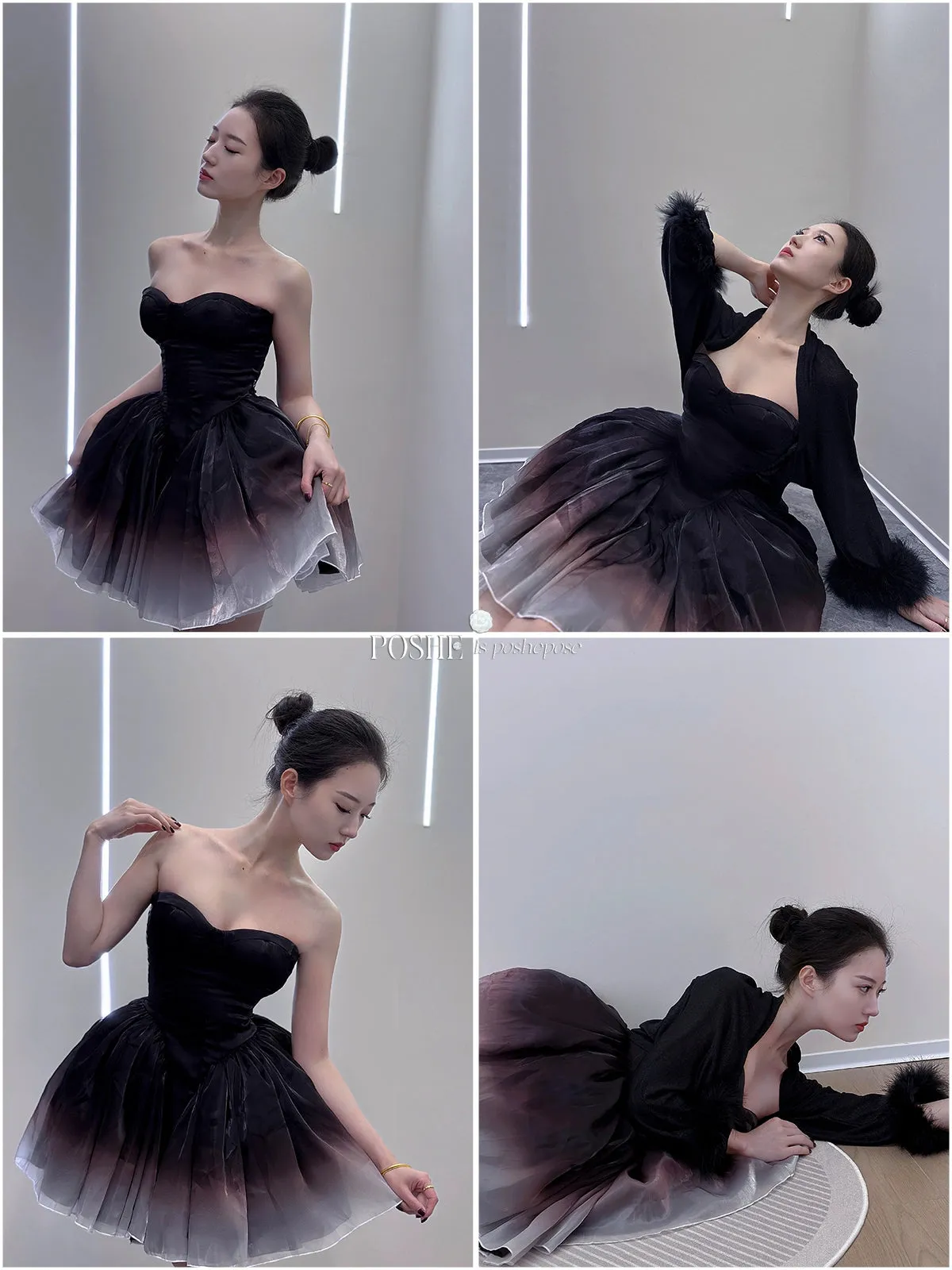 (BFM)POSHEPOSE~Black Swan~High-End Elegant Lolita Princess Dress