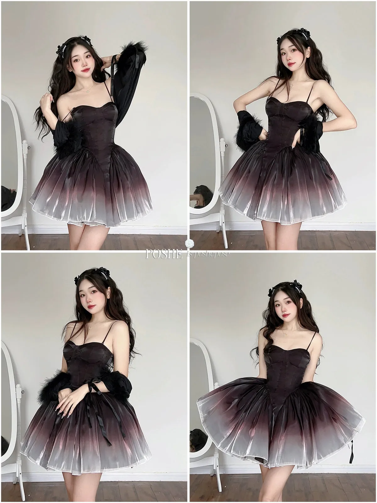 (BFM)POSHEPOSE~Black Swan~High-End Elegant Lolita Princess Dress