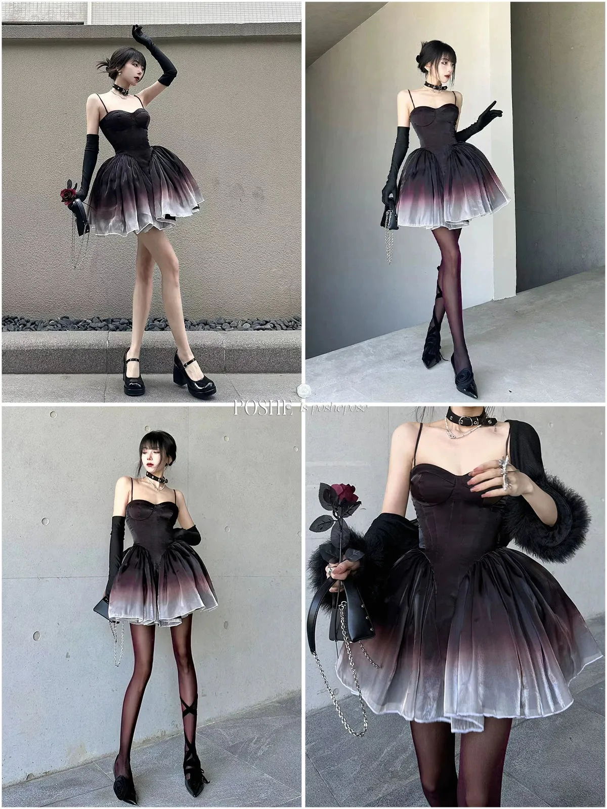 (BFM)POSHEPOSE~Black Swan~High-End Elegant Lolita Princess Dress