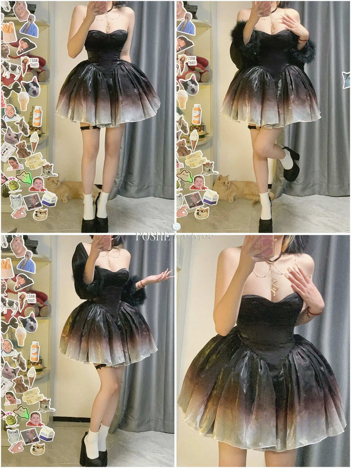 (BFM)POSHEPOSE~Black Swan~High-End Elegant Lolita Princess Dress