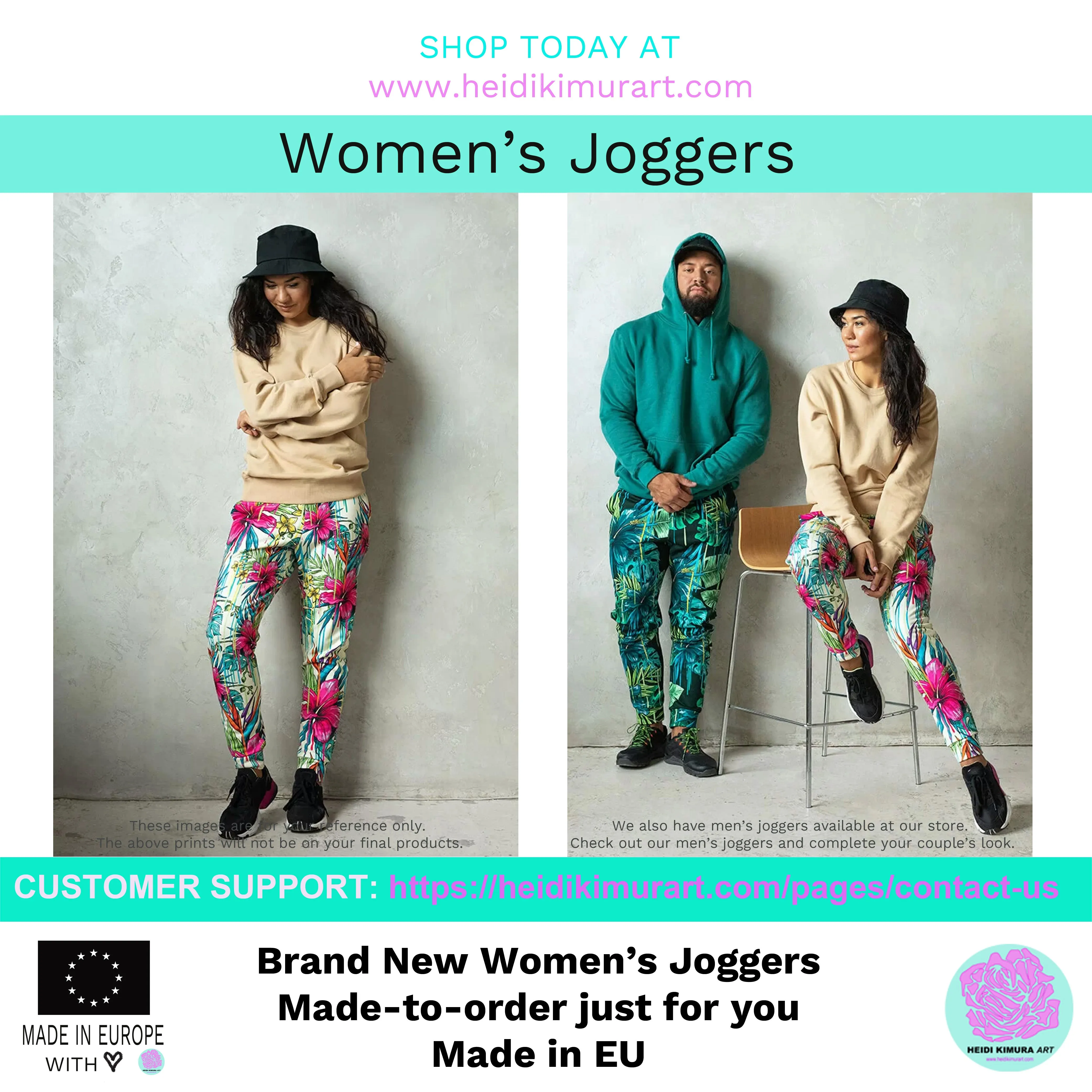 Black Leopard Women's Joggers, Animal Print Designer Ladies' Sweatpants-Made in EU/MX