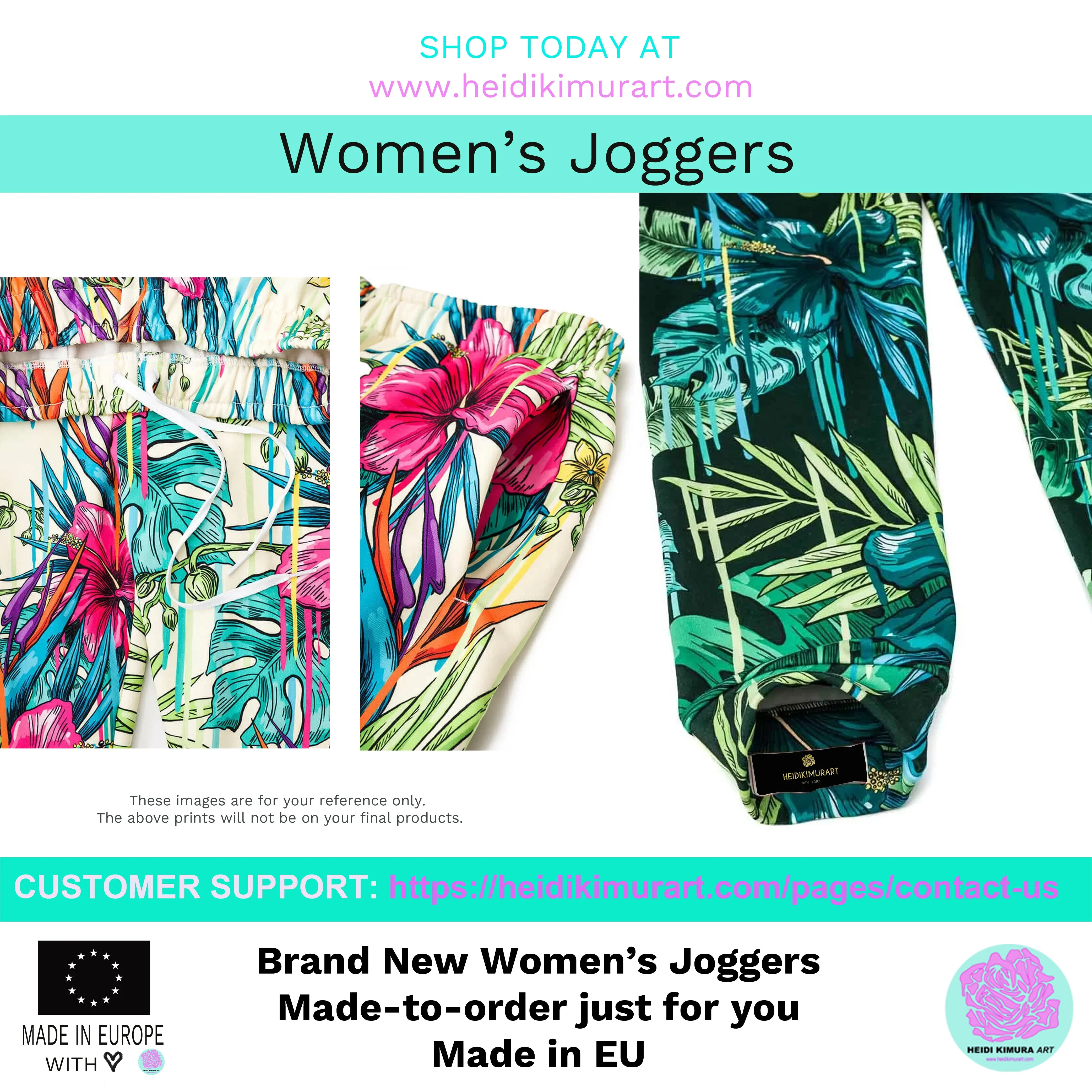 Black Leopard Women's Joggers, Animal Print Designer Ladies' Sweatpants-Made in EU/MX