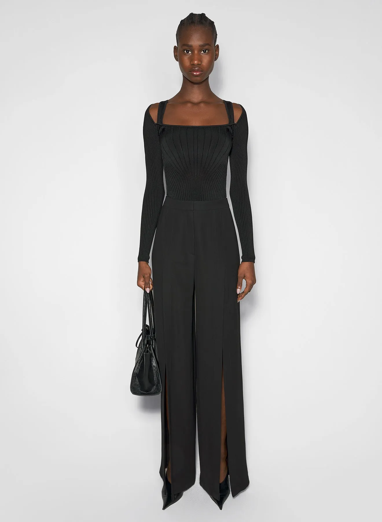 black sculpting knit bodysuit