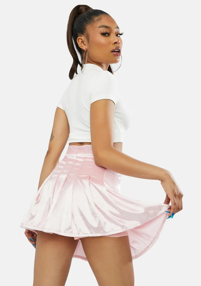 Blush Center Of Attention Velvet Skirt