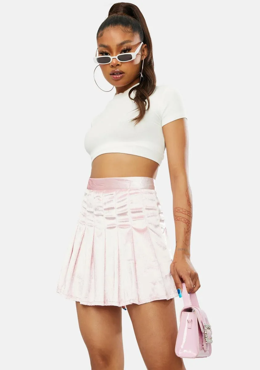 Blush Center Of Attention Velvet Skirt