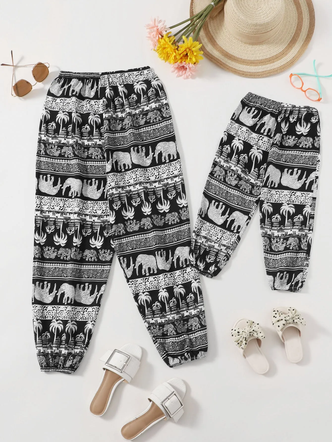 Boho Tropical High Waist Long Women Pants