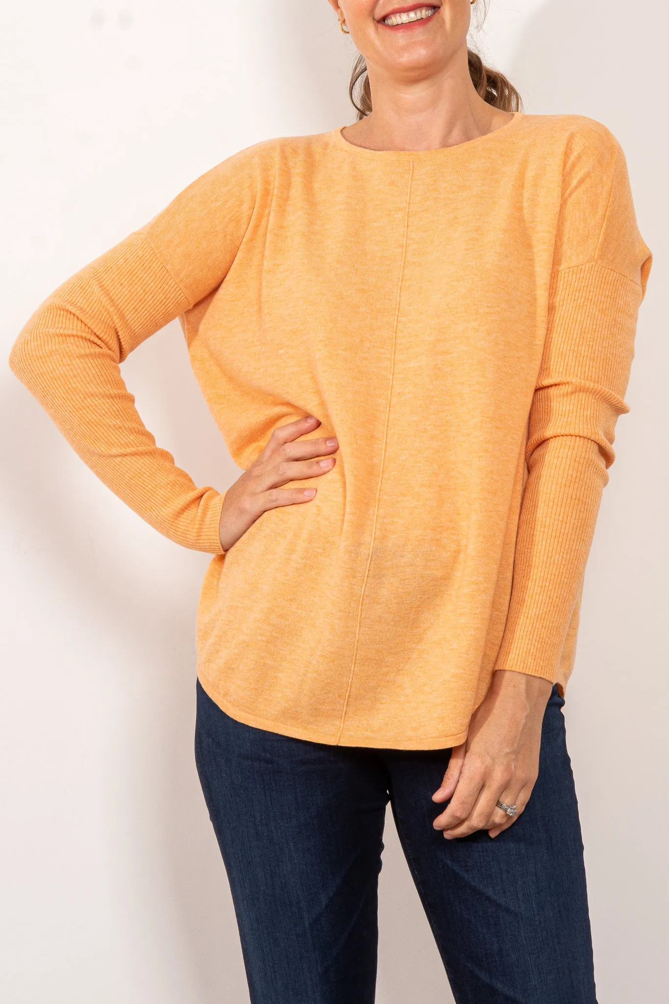 Bridge & Lord Curved Hem Crew Neck Jumper