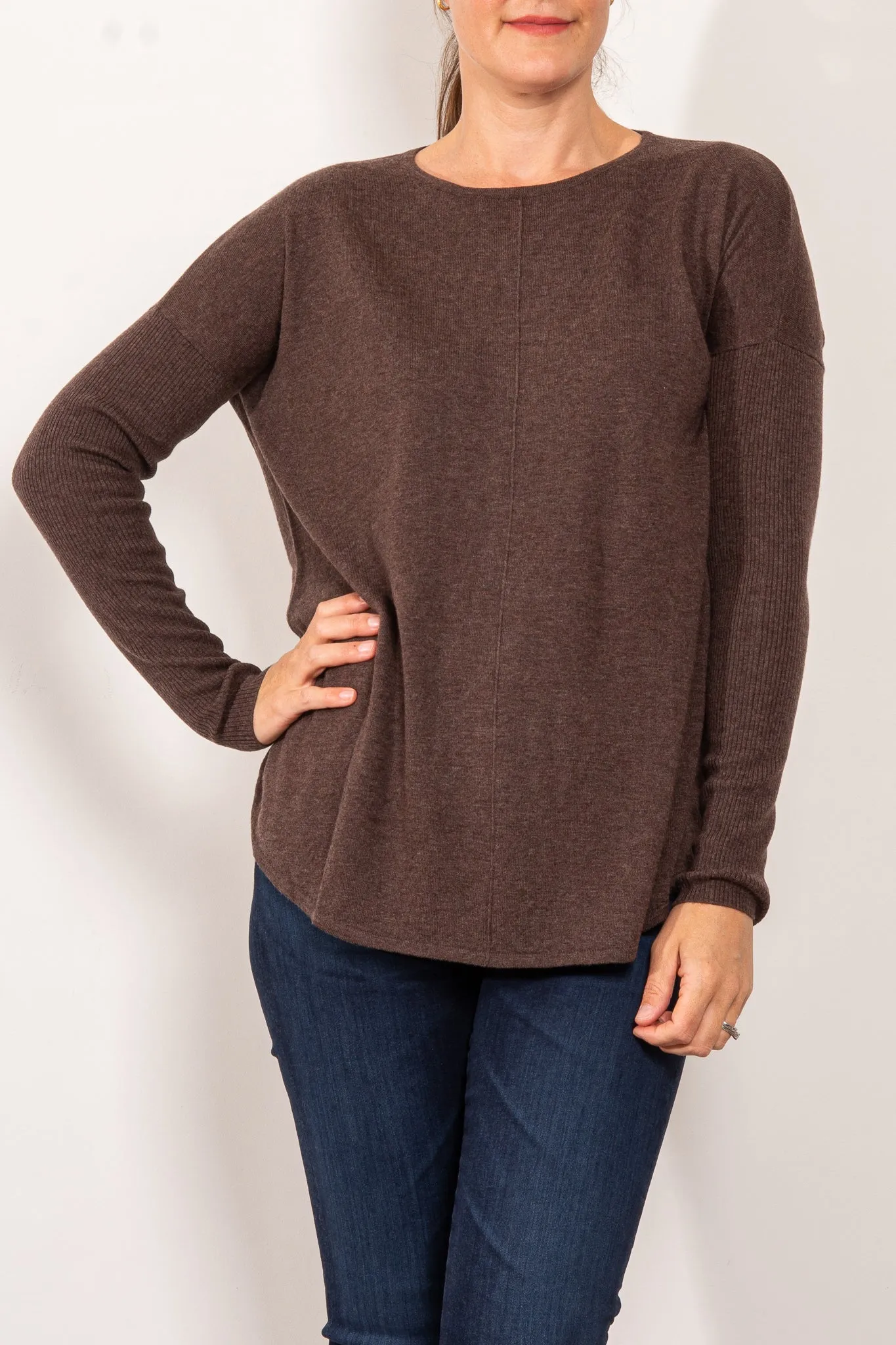 Bridge & Lord Curved Hem Crew Neck Jumper