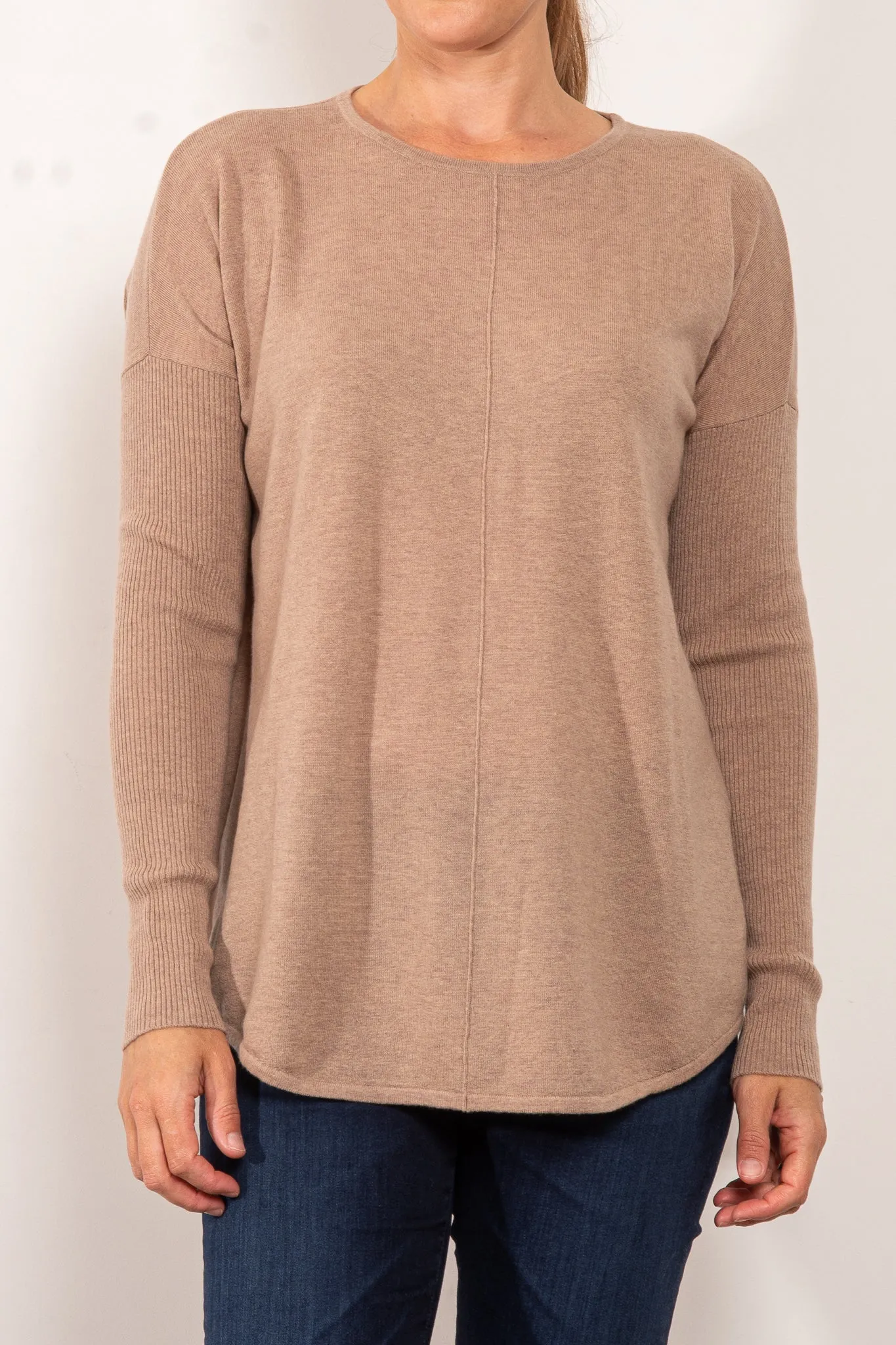 Bridge & Lord Curved Hem Crew Neck Jumper