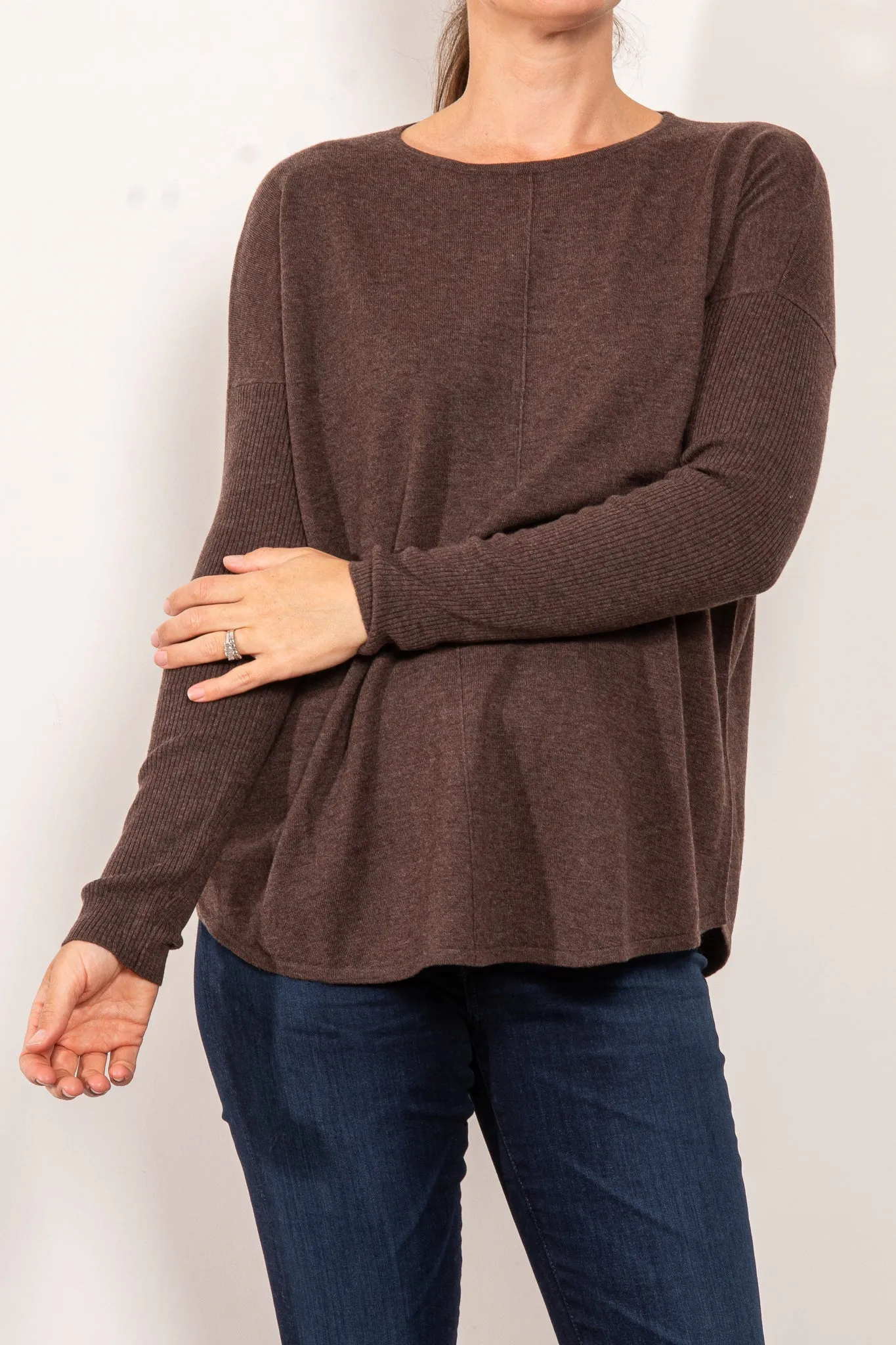 Bridge & Lord Curved Hem Crew Neck Jumper
